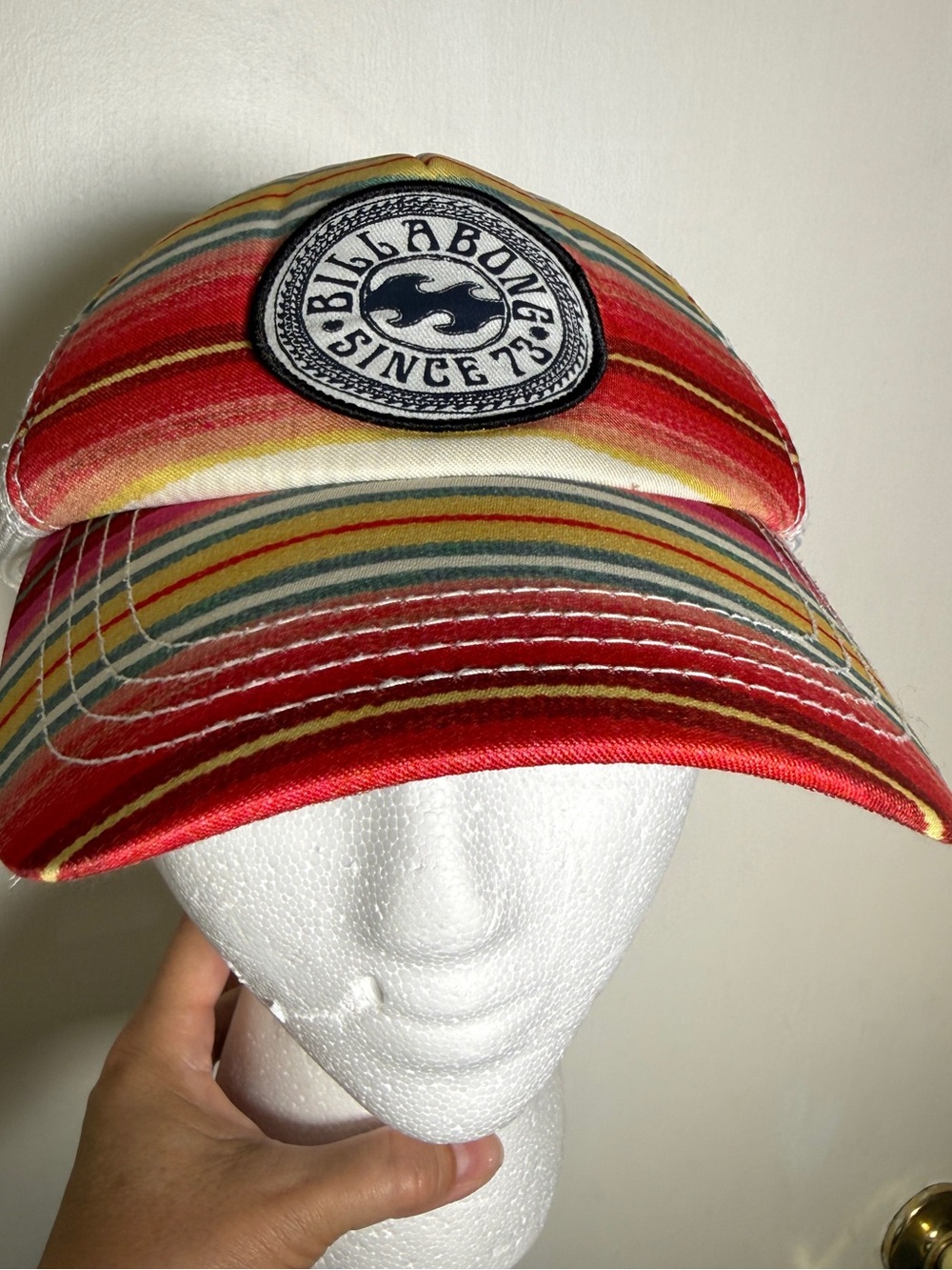 Billabong Y2K Multicolor Red Striped Cap Womens SnapBack Trucker Hat VTG